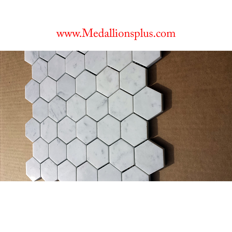 Carrara Marble Hexagon Polished Mosaic Tiles